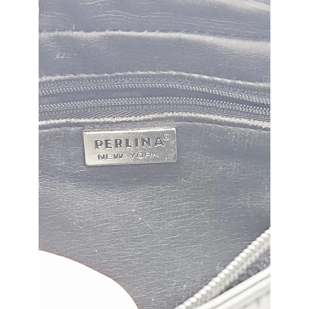 Perlina New York Leather Purse Black Shoulder Bag Pockets Vintage Designer